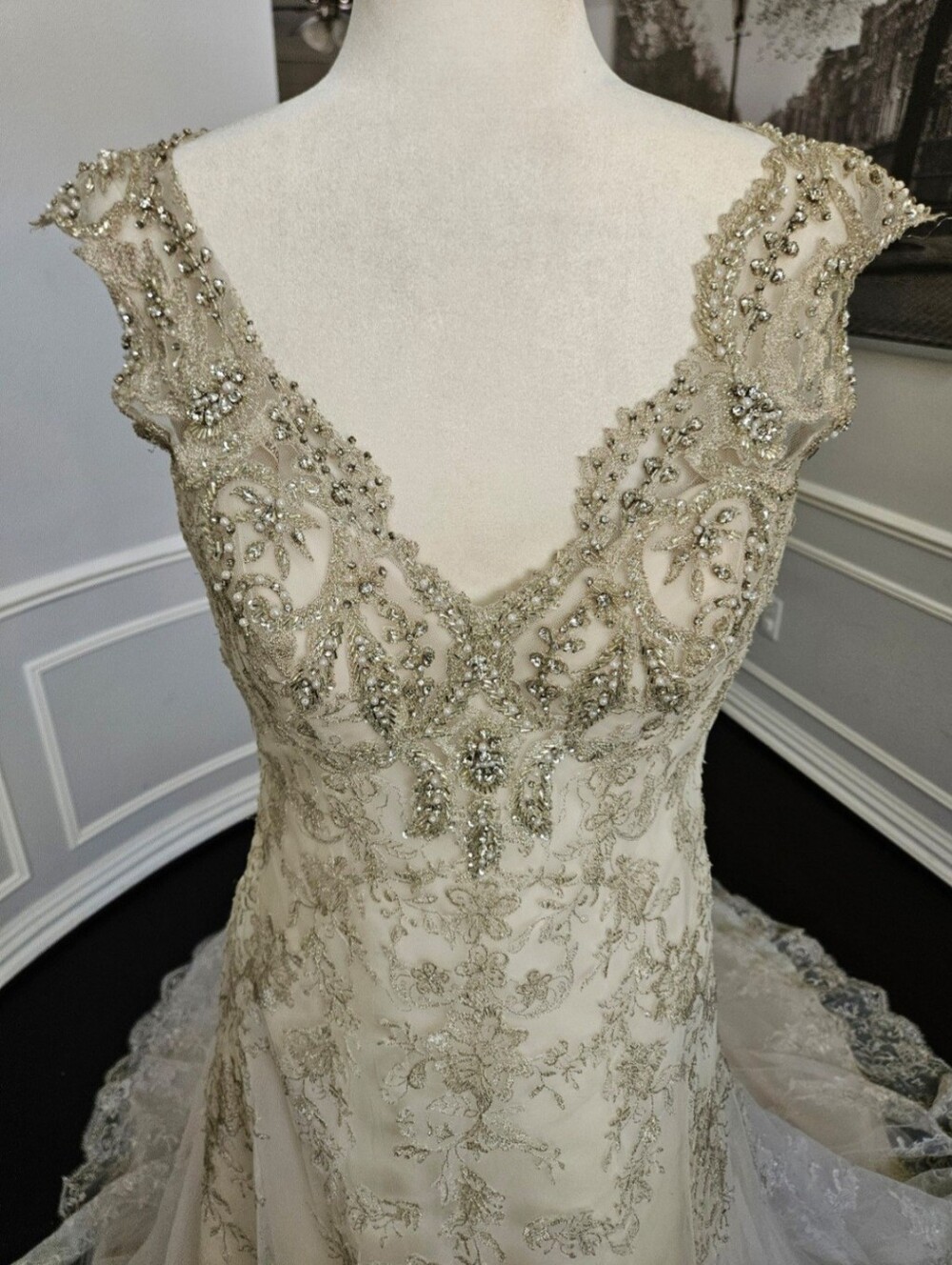 Maggie Sottero Ivory Lace A-Line Wedding Dress - Picture 8 of 11